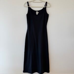 Styleworks Black Midi Tank Dress Silver Buckle Straps Womens Size 8
